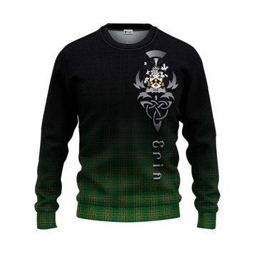 Tartan Vibes Clothing Roe Irish Clan Knitted Sweater with Coat of Arms Erin Go Bragh Celtic Inspired
