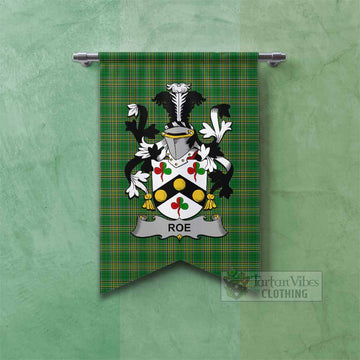 Roe Irish Clan Tartan Gonfalon, Tartan Banner with Coat of Arms