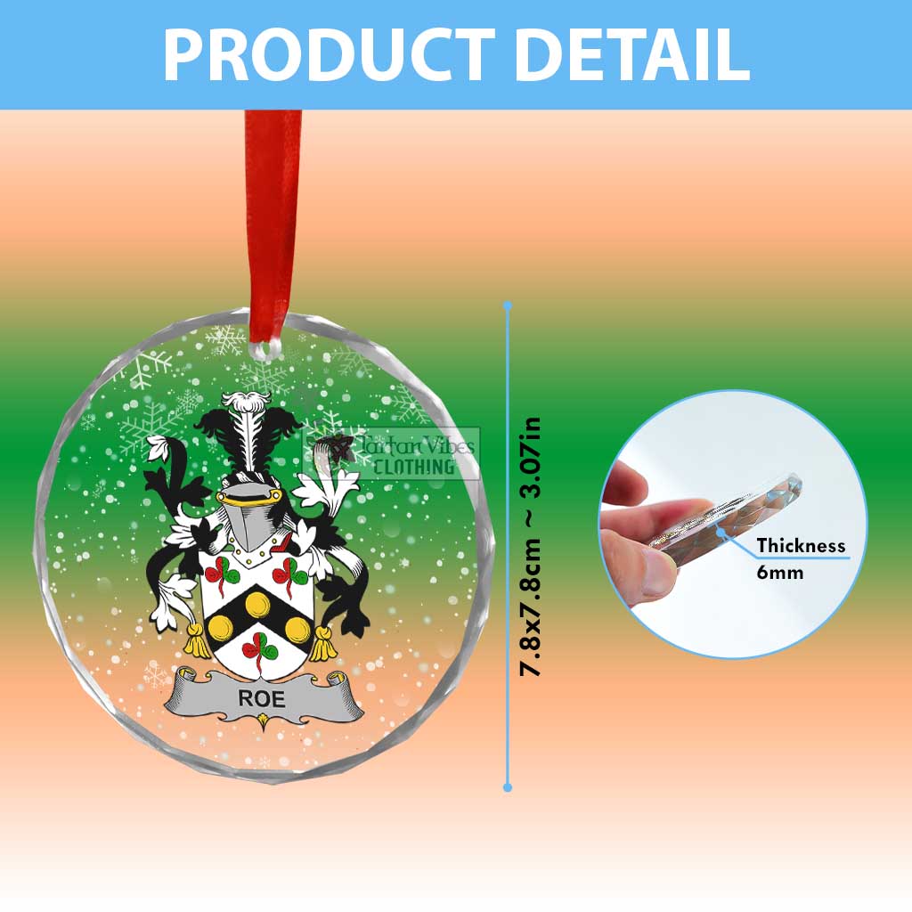 Tartan Vibes Clothing Roe Irish Clan Christmas Glass Ornament with Coat of Arms