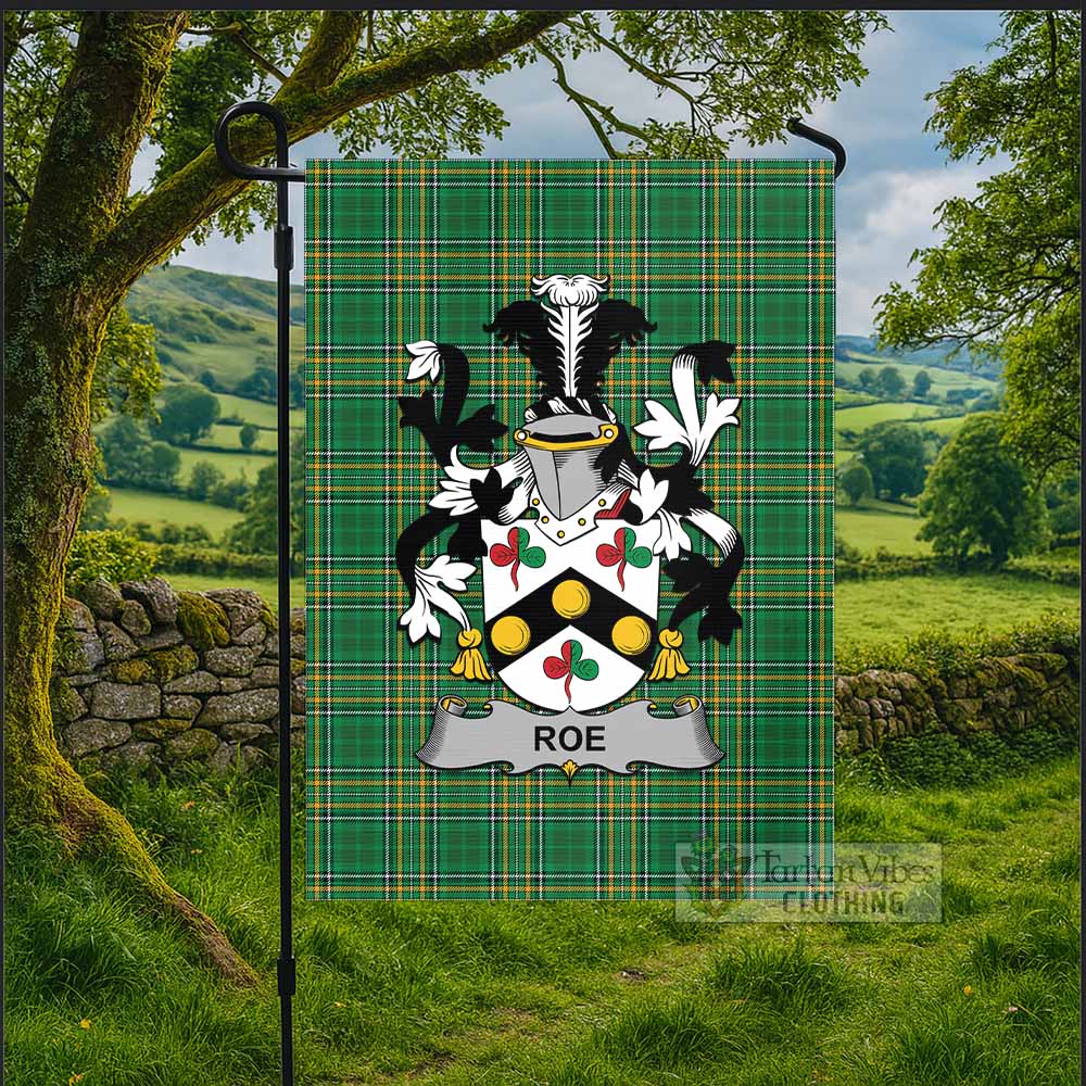 Roe Irish Clan Tartan Flag with Coat of Arms