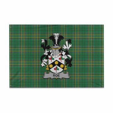 Roe Irish Clan Tartan House Flag with Coat of Arms