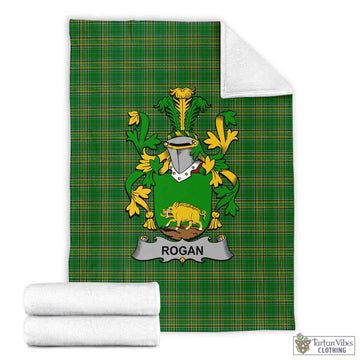 Tartan Vibes Clothing Rogan Irish Clan Tartan Blanket with Coat of Arms