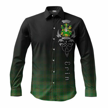 Rogan Irish Clan Long Sleeve Button Shirt with Coat of Arms Erin Go Bragh Celtic Inspired Men's Shirt S - Tartan Vibes Clothing