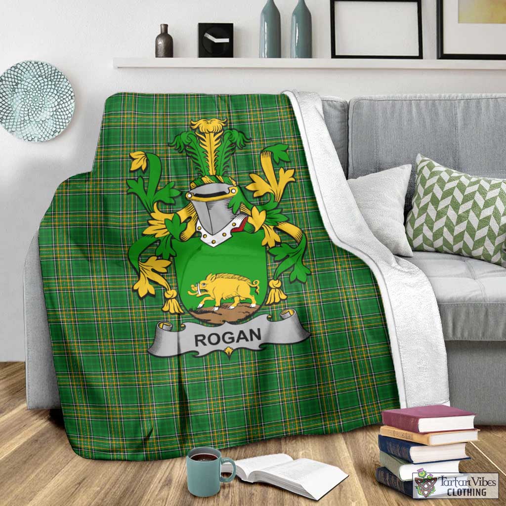 Rogan Irish Clan Tartan Blanket with Coat of Arms - Tartan Vibes Clothing