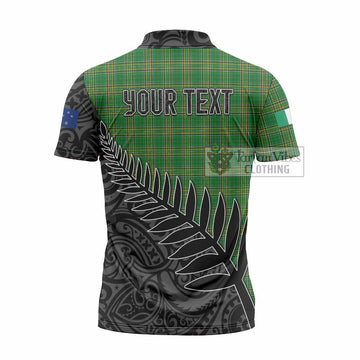 Rogers Irish Clan Tartan Zipper Polo Shirt with Coat of Arms New Zealand Silver Fern Half Style - Tartan Vibes Clothing