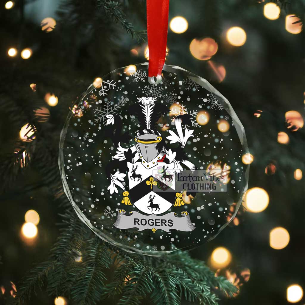 Rogers Irish Clan Christmas Glass Ornament with Coat of Arms - 2D-tartanvibesclothing