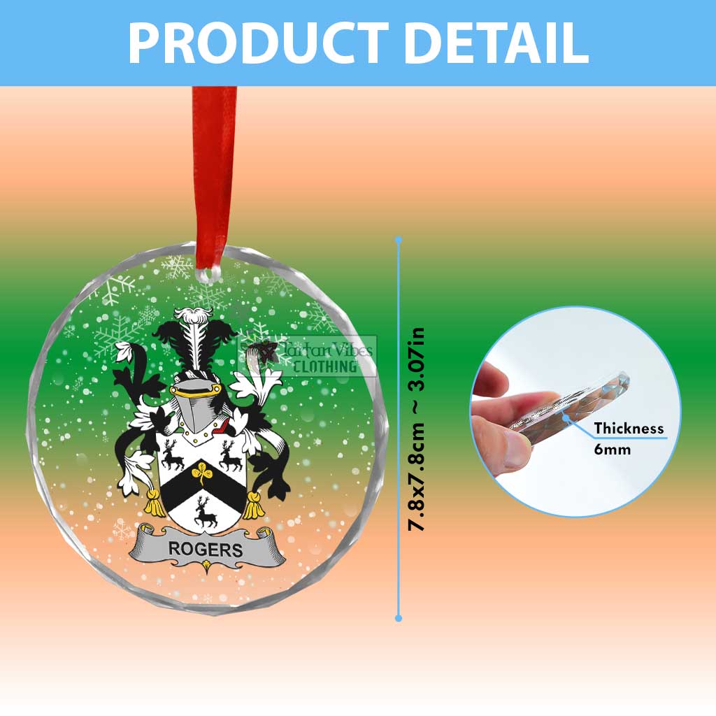 Rogers Irish Clan Christmas Glass Ornament with Coat of Arms - 2D-tartanvibesclothing