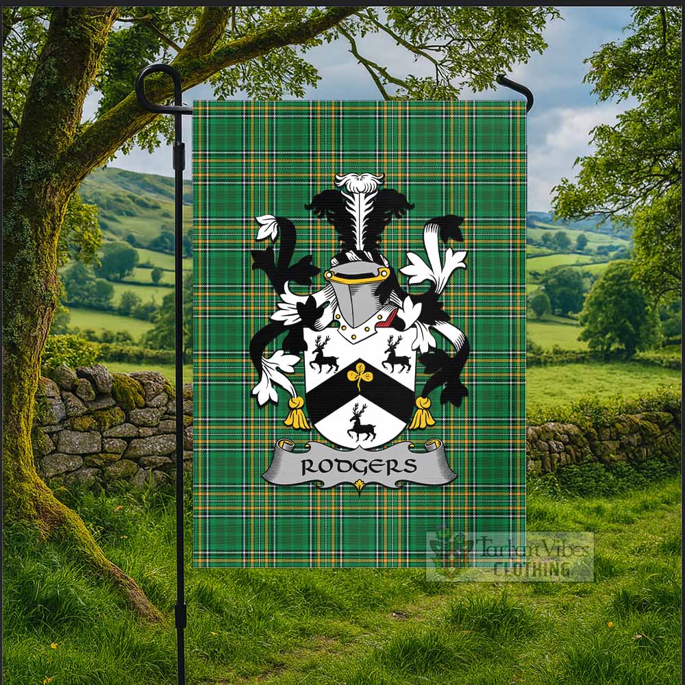 Rogers Irish Clan Tartan Flag with Coat of Arms