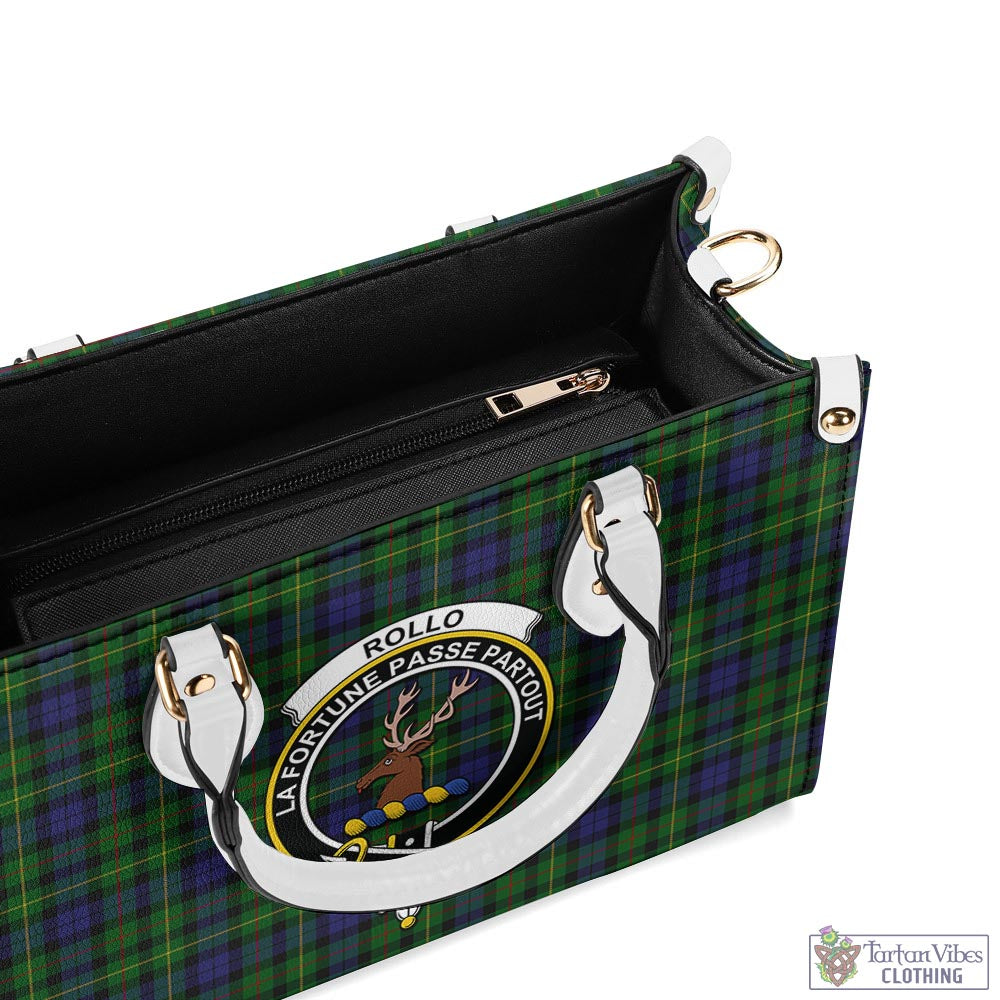 Tartan Vibes Clothing Rollo Tartan Luxury Leather Handbags with Family Crest