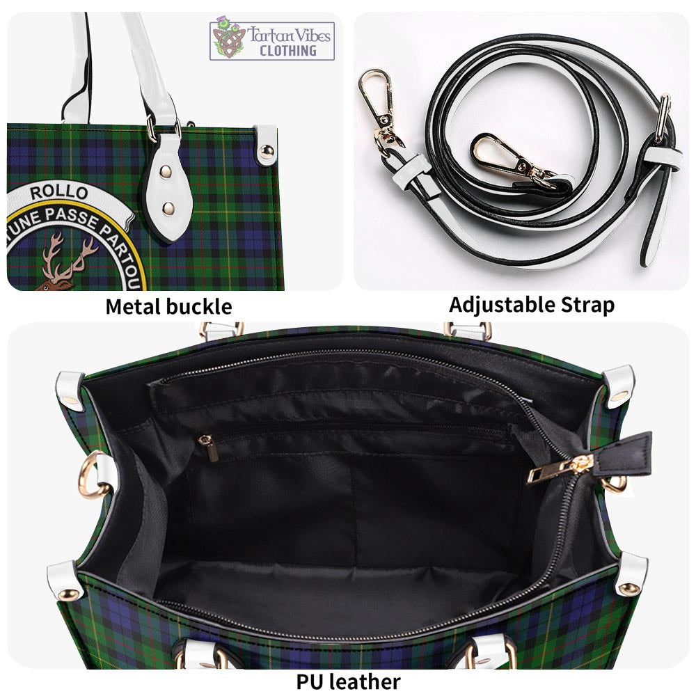 Tartan Vibes Clothing Rollo Tartan Luxury Leather Handbags with Family Crest