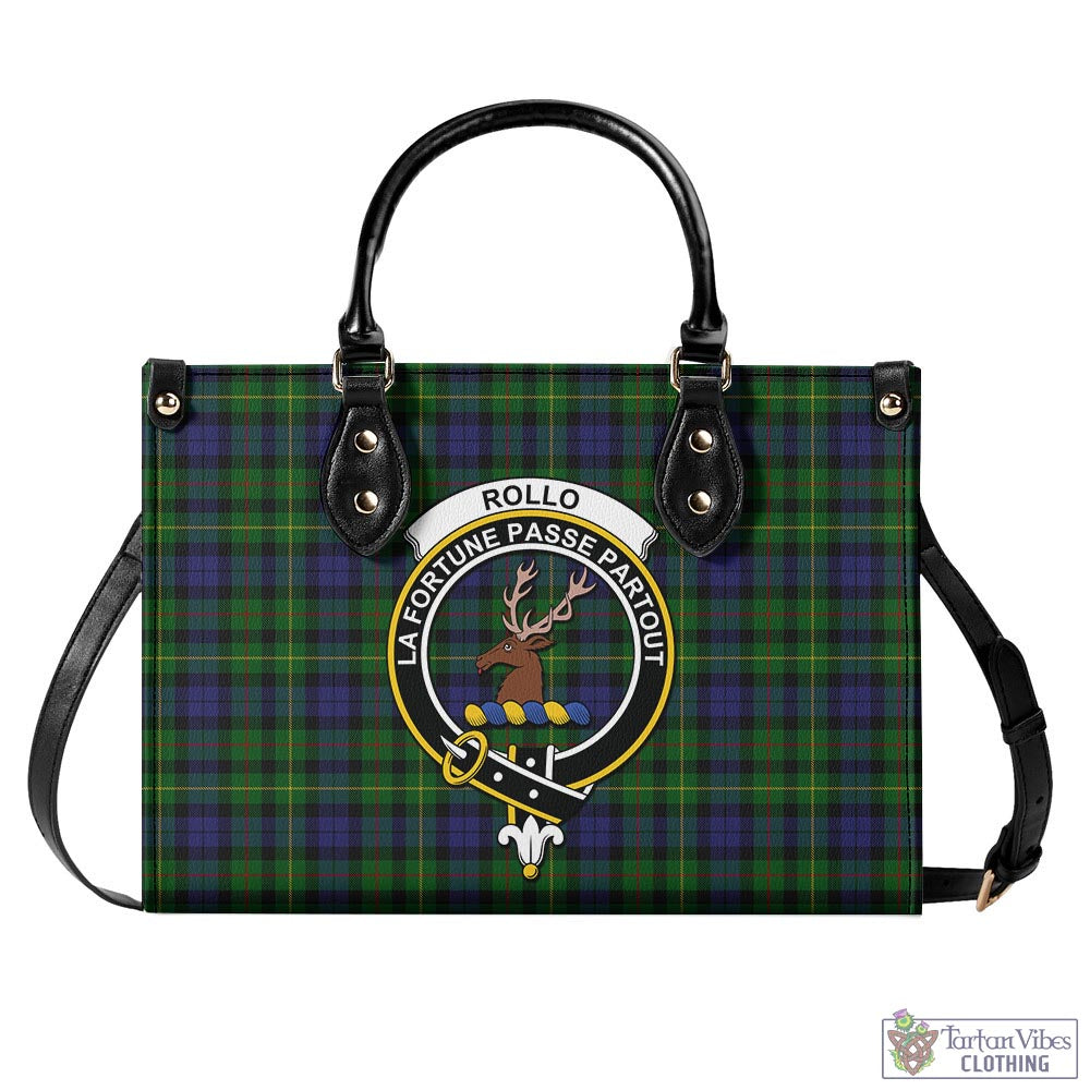 Tartan Vibes Clothing Rollo Tartan Luxury Leather Handbags with Family Crest