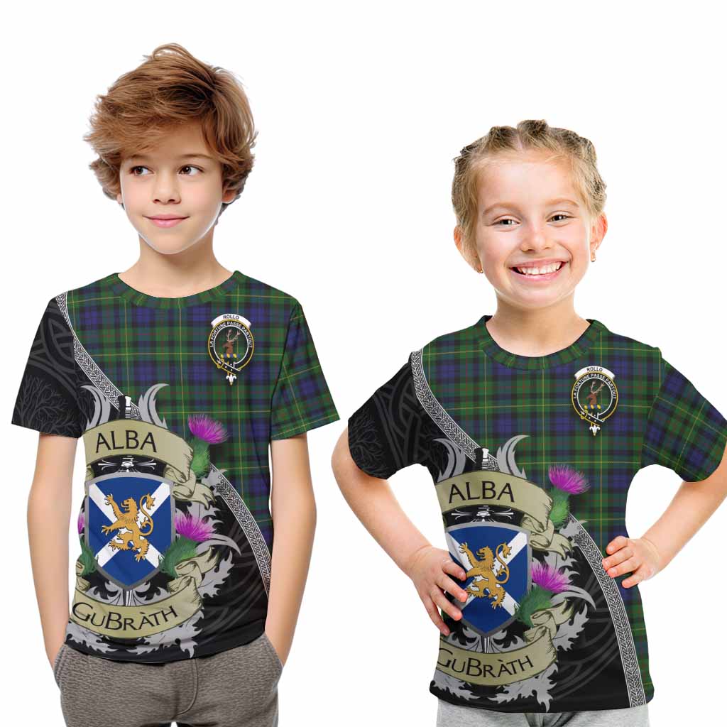 Tartan Vibes Clothing Rollo Tartan Family Crest Kid T-Shirt Lion Rampant Royal Thistle Shield Celtic Inspired
