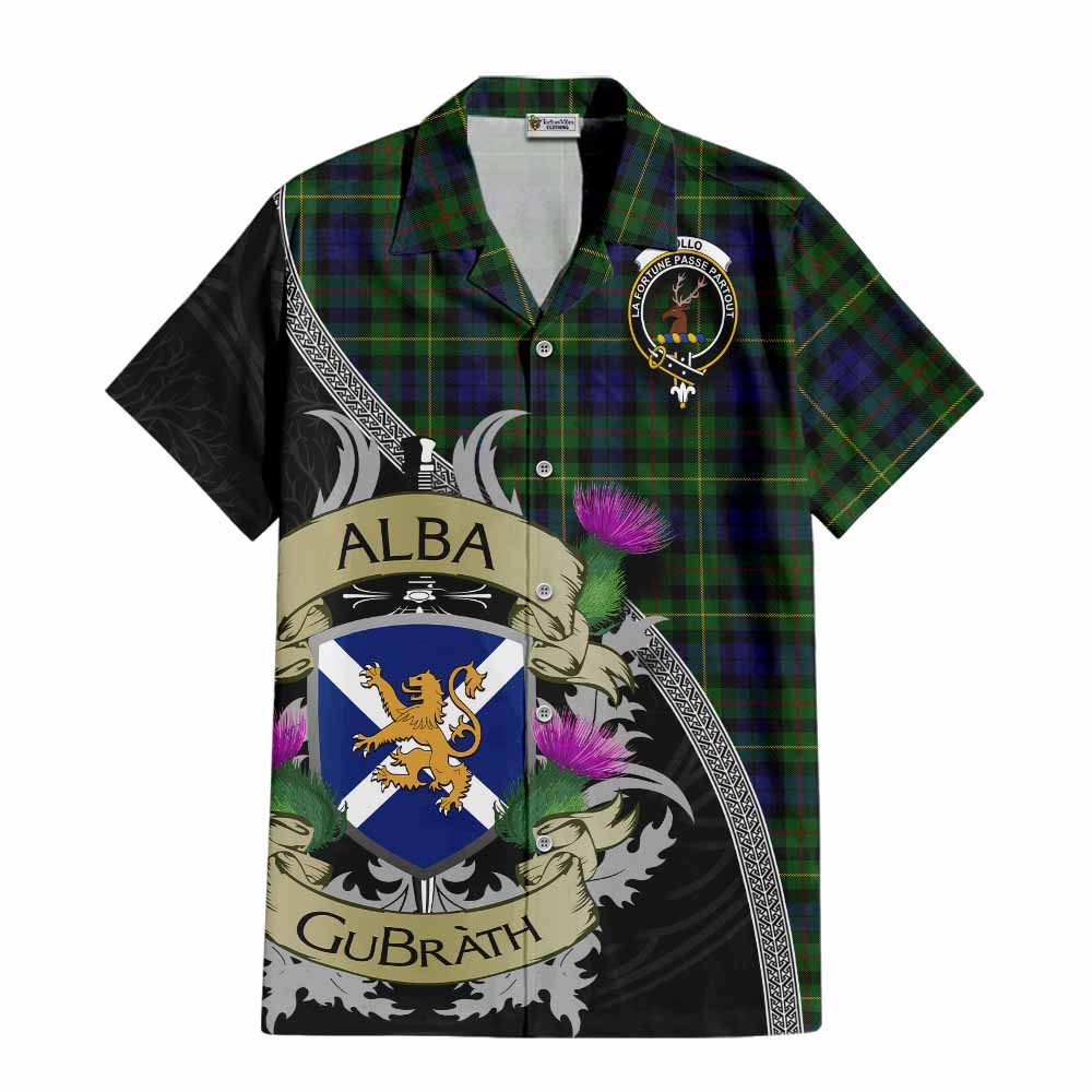 Tartan Vibes Clothing Rollo Tartan Family Crest Short Sleeve Button Shirt Lion Rampant Royal Thistle Shield Celtic Inspired