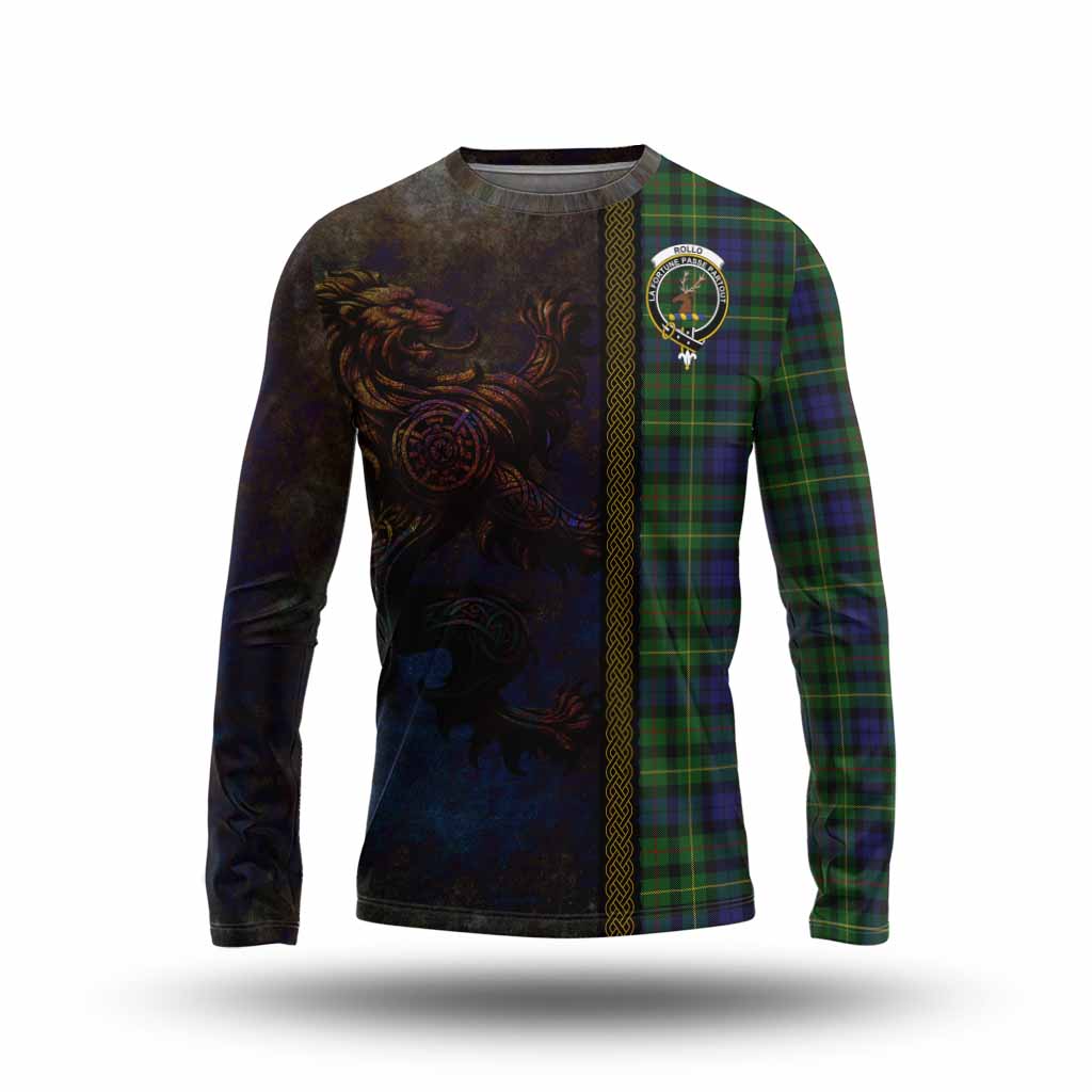 Tartan Vibes Clothing Rollo Tartan Family Crest Long Sleeve T-Shirt Alba Gu Brath Be Brave Lion Ancient Style