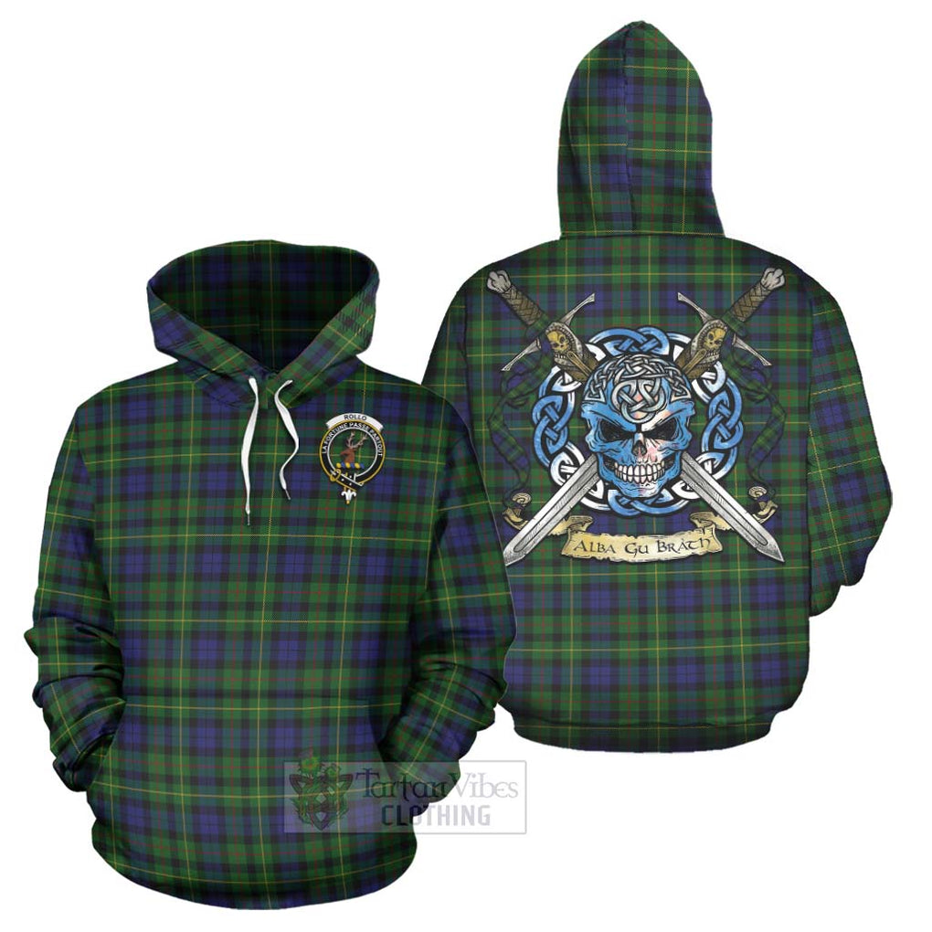 Tartan Vibes Clothing Rollo Tartan Hoodie with Family Crest Celtic Skull Style
