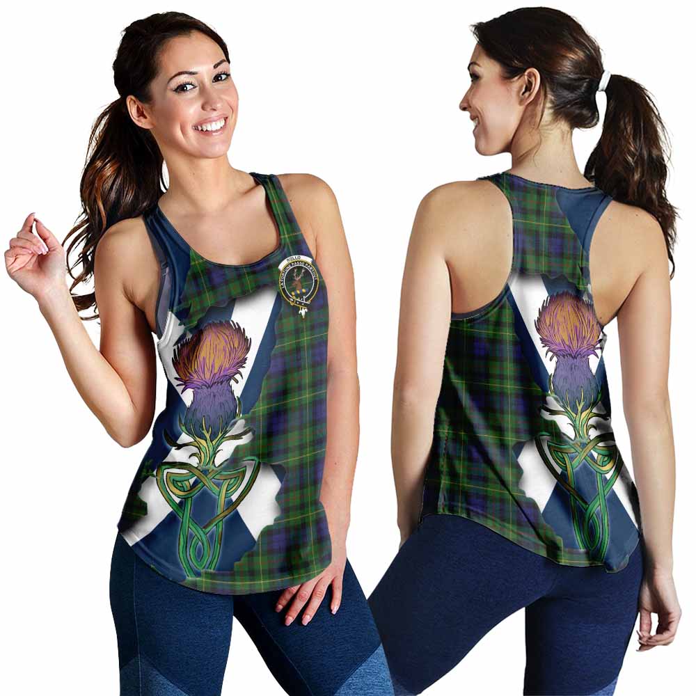 Tartan Vibes Clothing Rollo Tartan Family Crest Women's Racerback Tanks Scottish Thistle Celtic Inspired