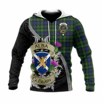 Rollo Tartan Family Crest Knitted Hoodie Lion Rampant Royal Thistle Shield Celtic Inspired