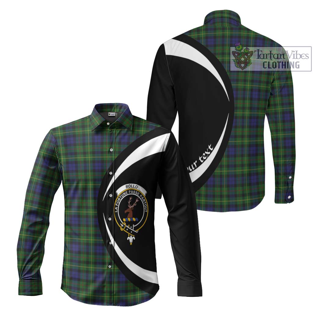Rollo Tartan Long Sleeve Button Up with Family Crest Circle Style Men's Shirt S - Tartan Vibes Clothing