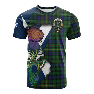 Rollo Tartan Family Crest Cotton T-shirt Scottish Thistle Celtic Inspired