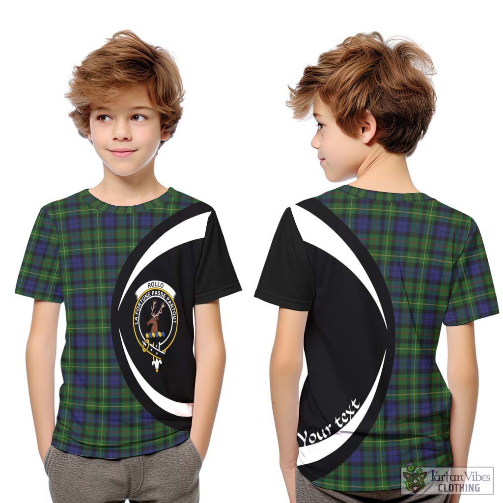 Rollo Tartan Kid T-Shirt with Family Crest Circle Style Youth XL Size14 - Tartan Vibes Clothing