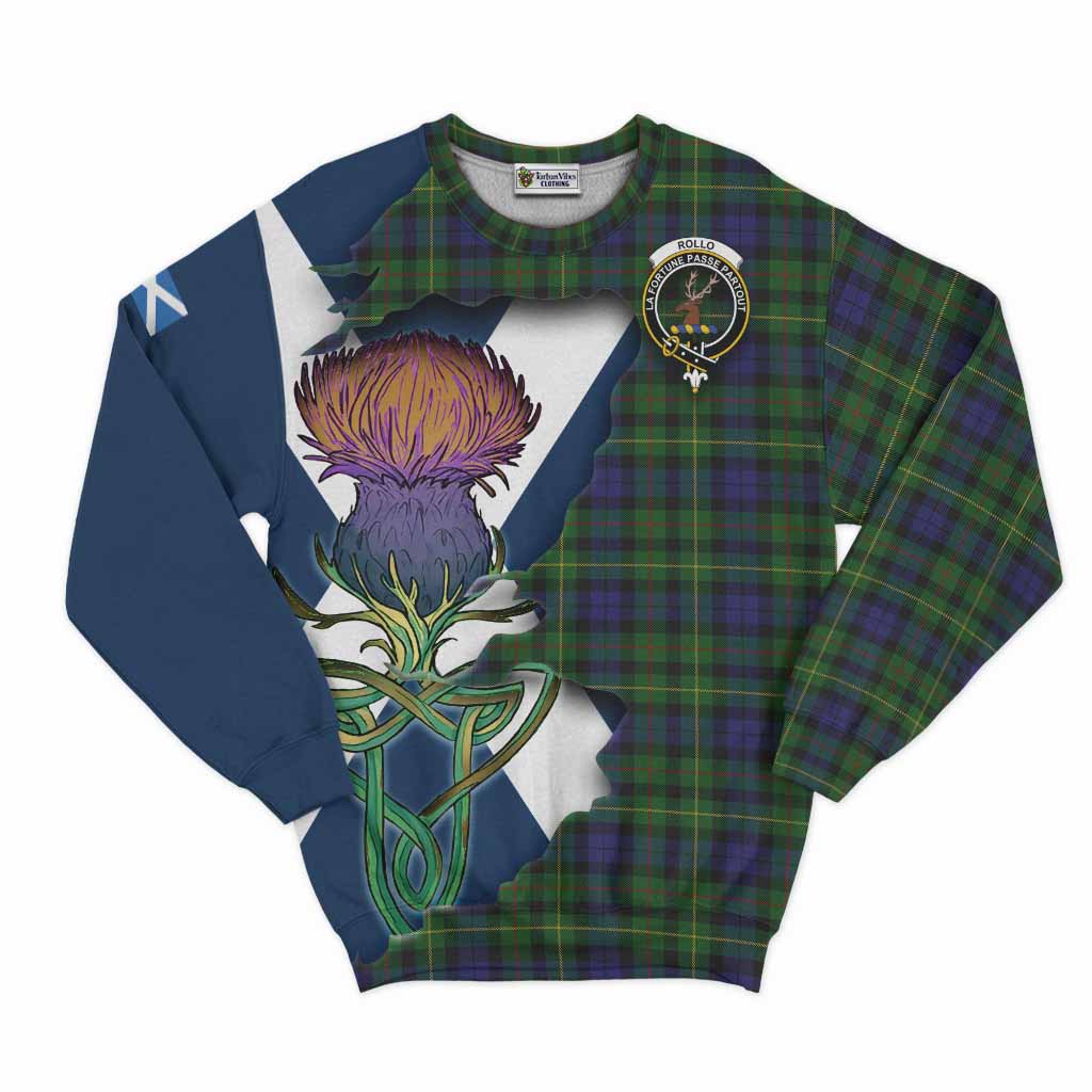 Tartan Vibes Clothing Rollo Tartan Family Crest Sweatshirt Scottish Thistle Celtic Inspired