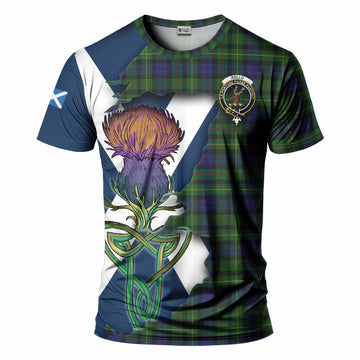 Tartan Vibes Clothing Rollo Tartan Family Crest T-Shirt Scottish Thistle Celtic Inspired