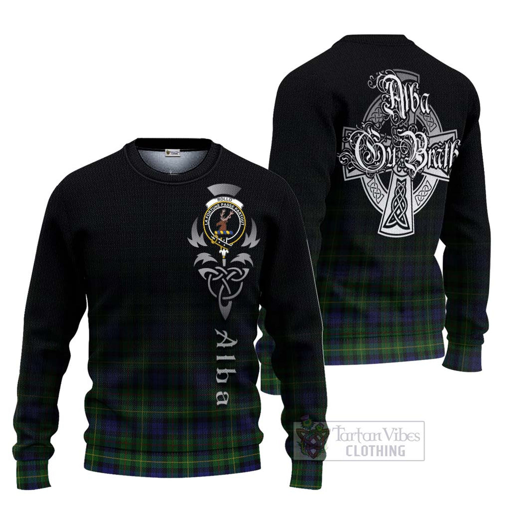 Tartan Vibes Clothing Rollo Tartan Knitted Sweater Featuring Alba Gu Brath Family Crest Celtic Inspired