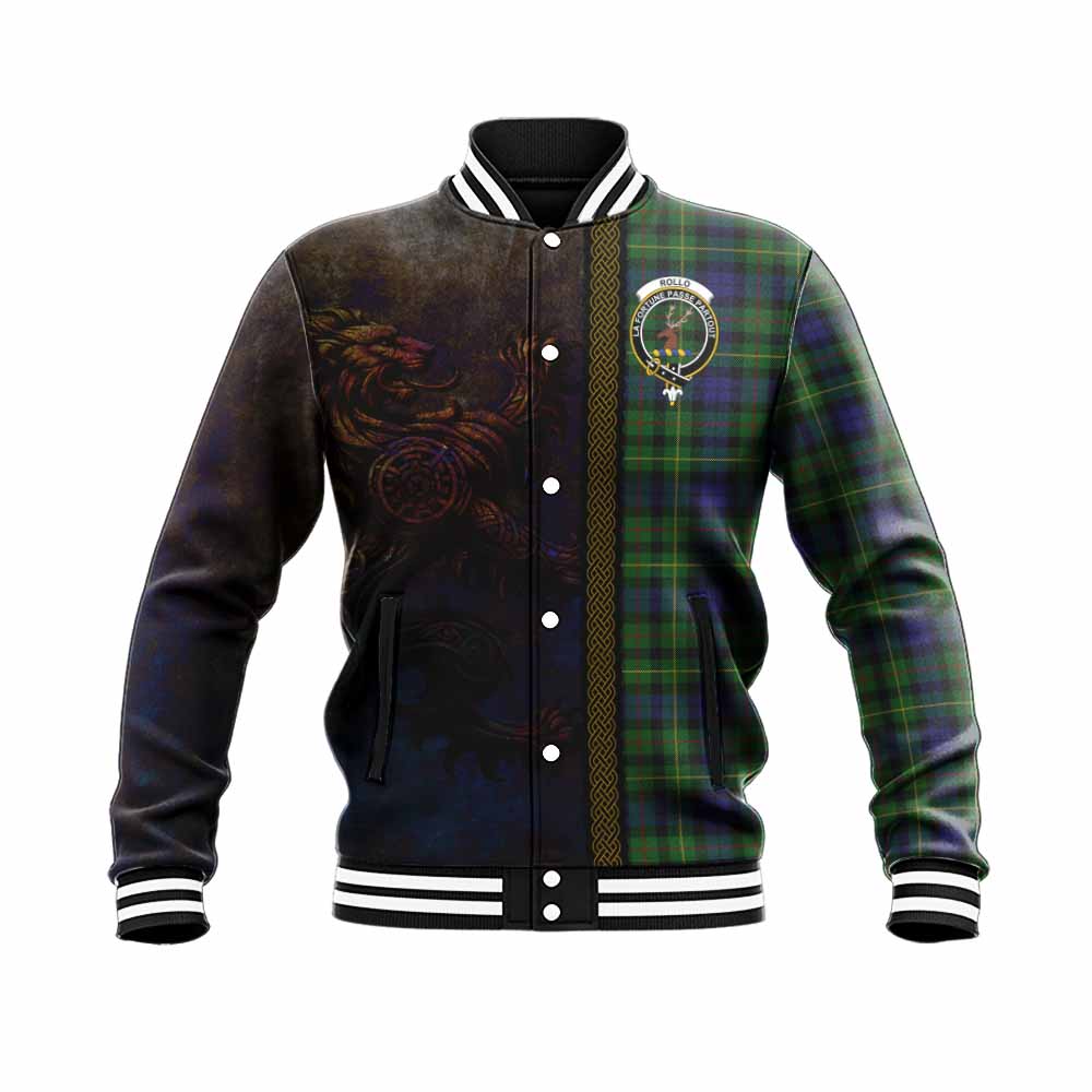 Tartan Vibes Clothing Rollo Tartan Family Crest Baseball Jacket Alba Gu Brath Be Brave Lion Ancient Style
