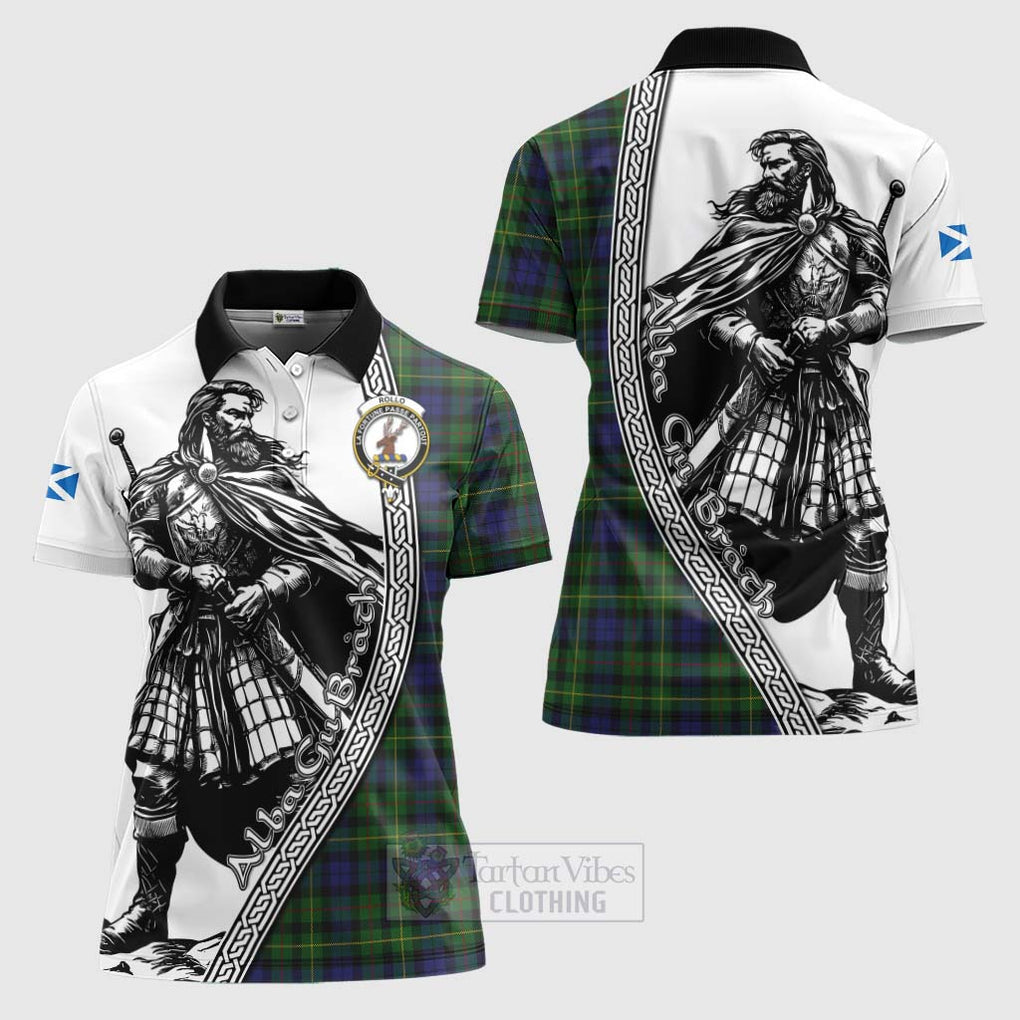Tartan Vibes Clothing Rollo Tartan Clan Crest Women's Polo Shirt with Highlander Warrior Celtic Style