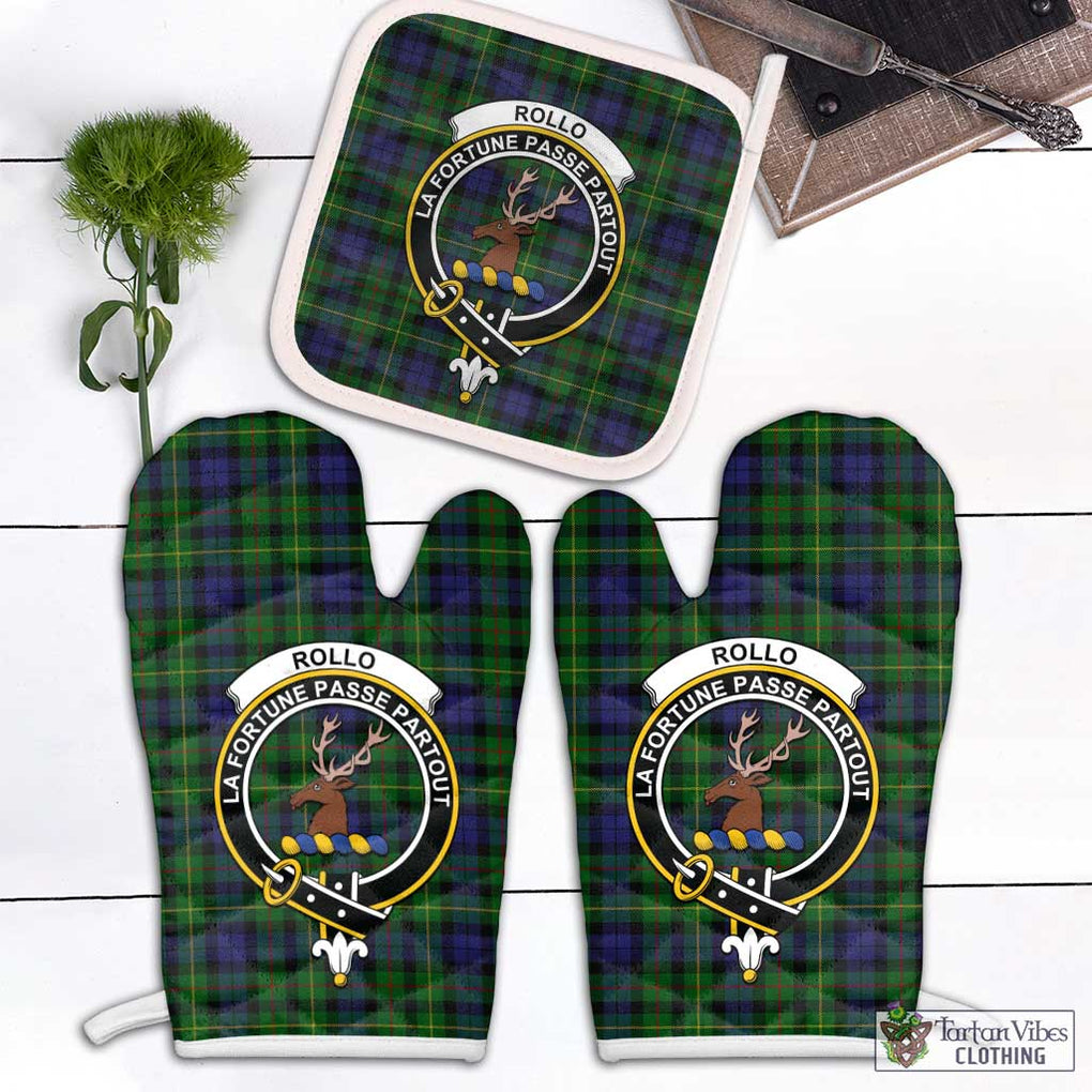 Rollo Tartan Combo Oven Mitt & Pot-Holder with Family Crest Combo 1 Oven Mitt & 1 Pot-Holder White - Tartan Vibes Clothing