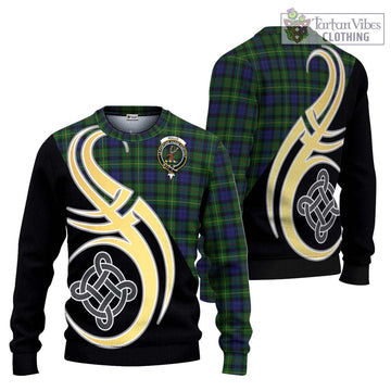 Rollo Tartan Knitted Sweater with Family Crest and Celtic Symbol Style Unisex - Tartan Vibes Clothing