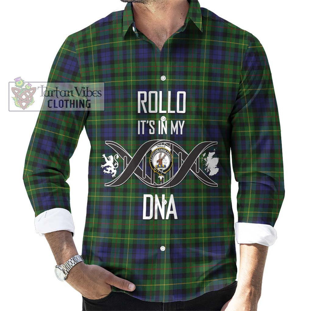 Rollo Tartan Long Sleeve Button Shirt with Family Crest DNA In Me Style Men's Shirt S - Tartanvibesclothing Shop
