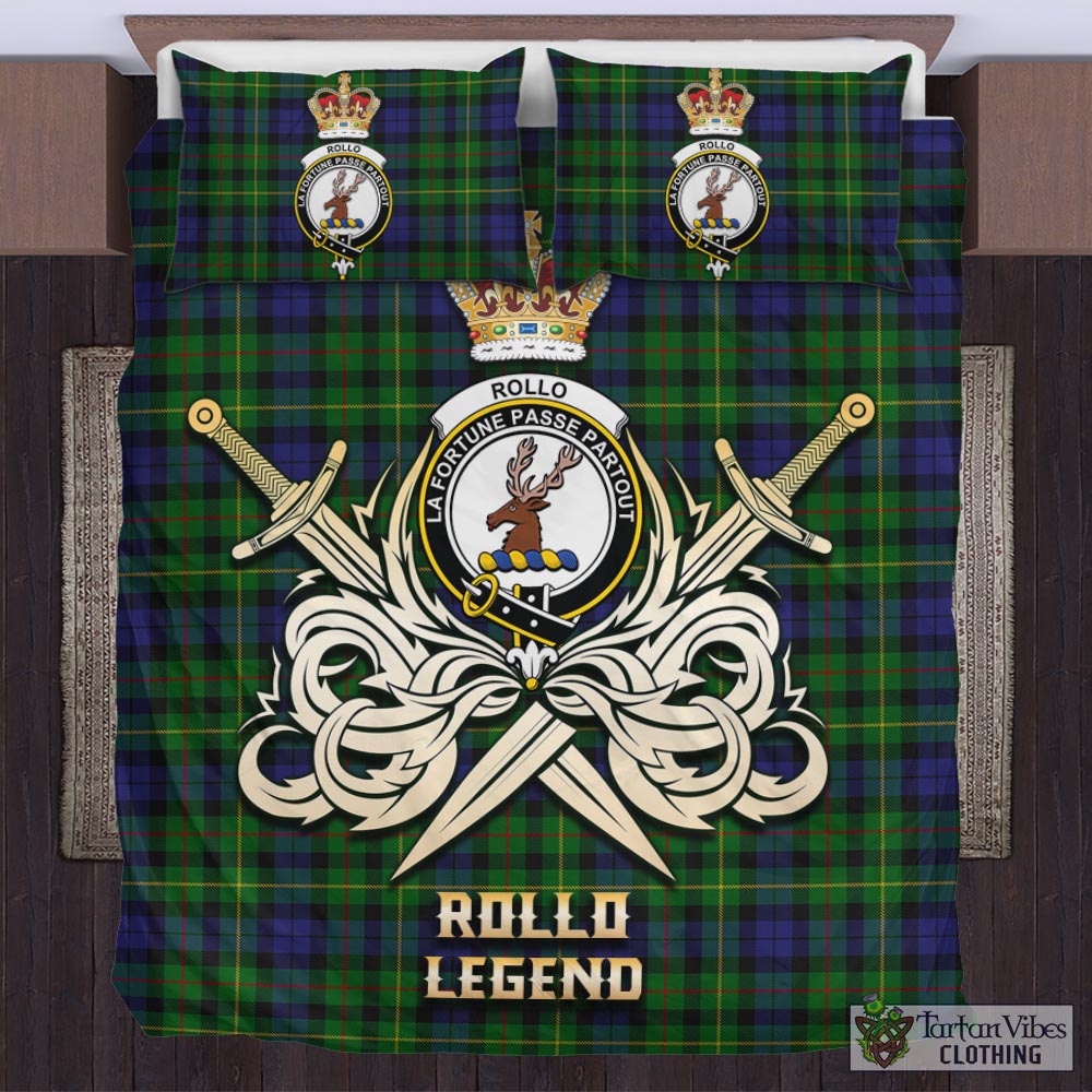 Tartan Vibes Clothing Rollo Tartan Bedding Set with Clan Crest and the Golden Sword of Courageous Legacy
