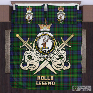 Rollo Tartan Bedding Set with Clan Crest and the Golden Sword of Courageous Legacy