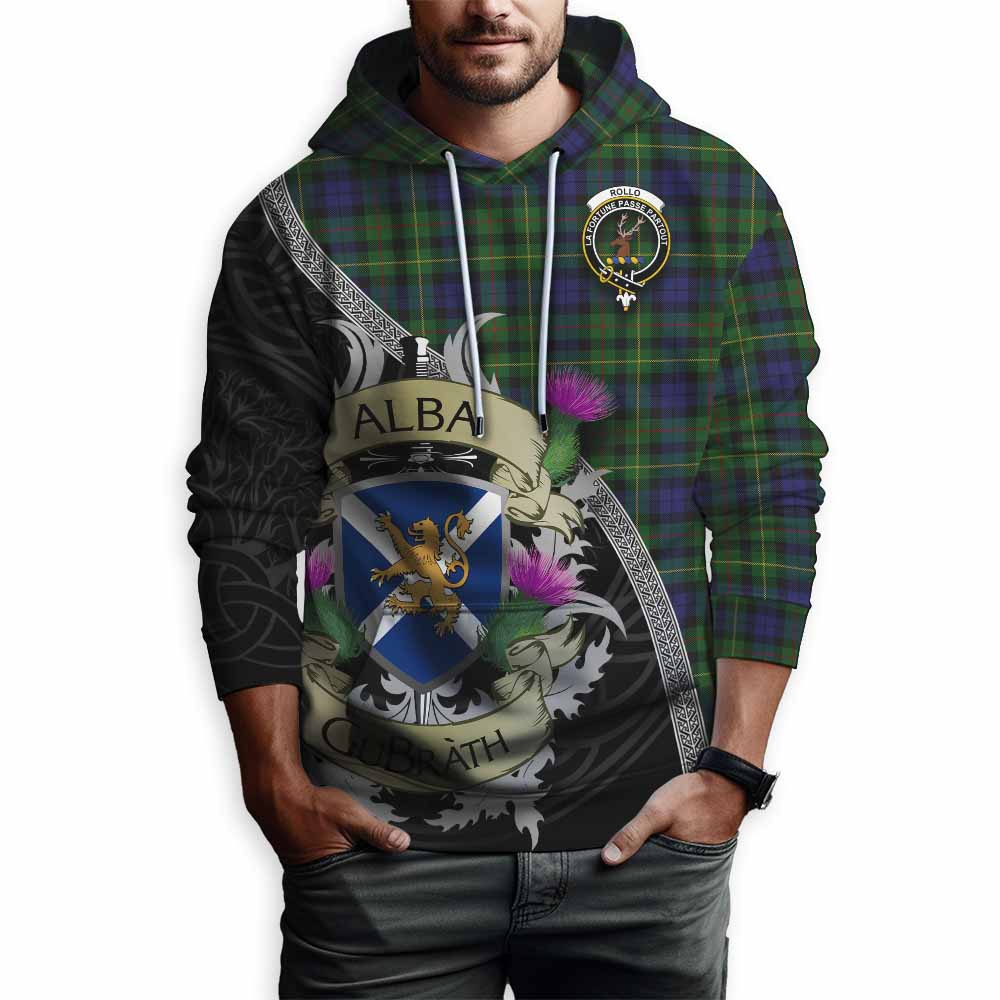 Tartan Vibes Clothing Rollo Tartan Family Crest Hoodie Lion Rampant Royal Thistle Shield Celtic Inspired