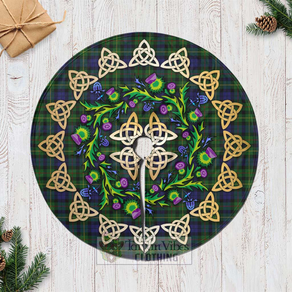 Rollo Tartan Christmas Tree Skirt with Thistle Celtic Knot Style Casual Tree Skirts - Tartan Vibes Clothing