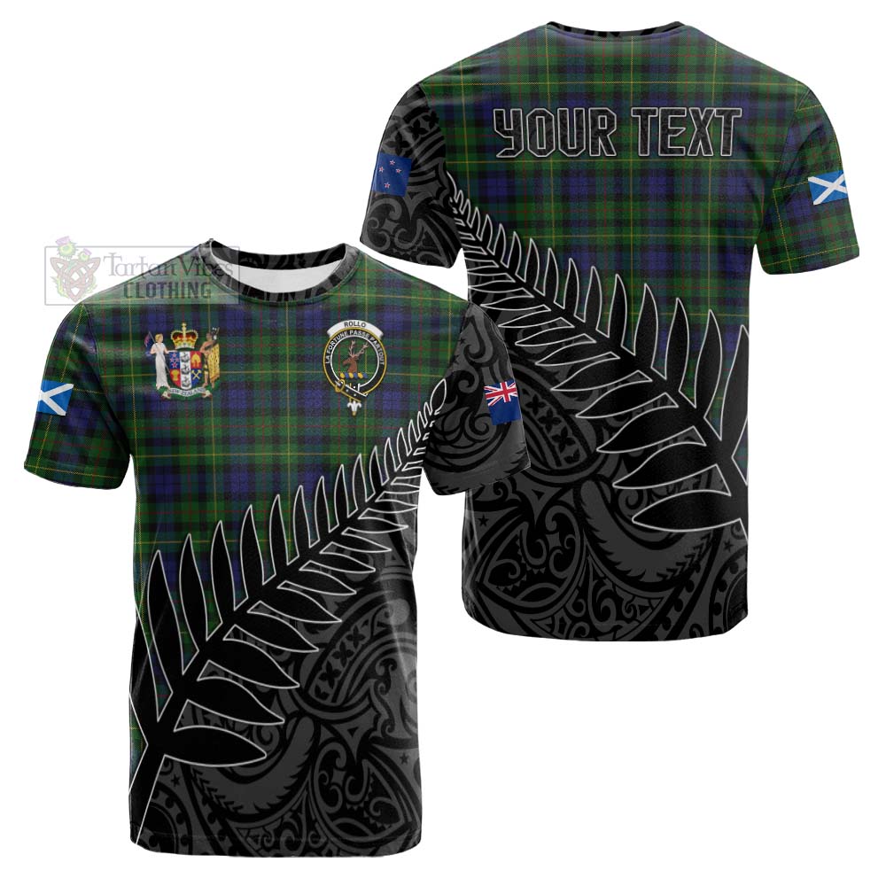 Tartan Vibes Clothing Rollo Crest Tartan Cotton T-shirt with New Zealand Silver Fern Half Style