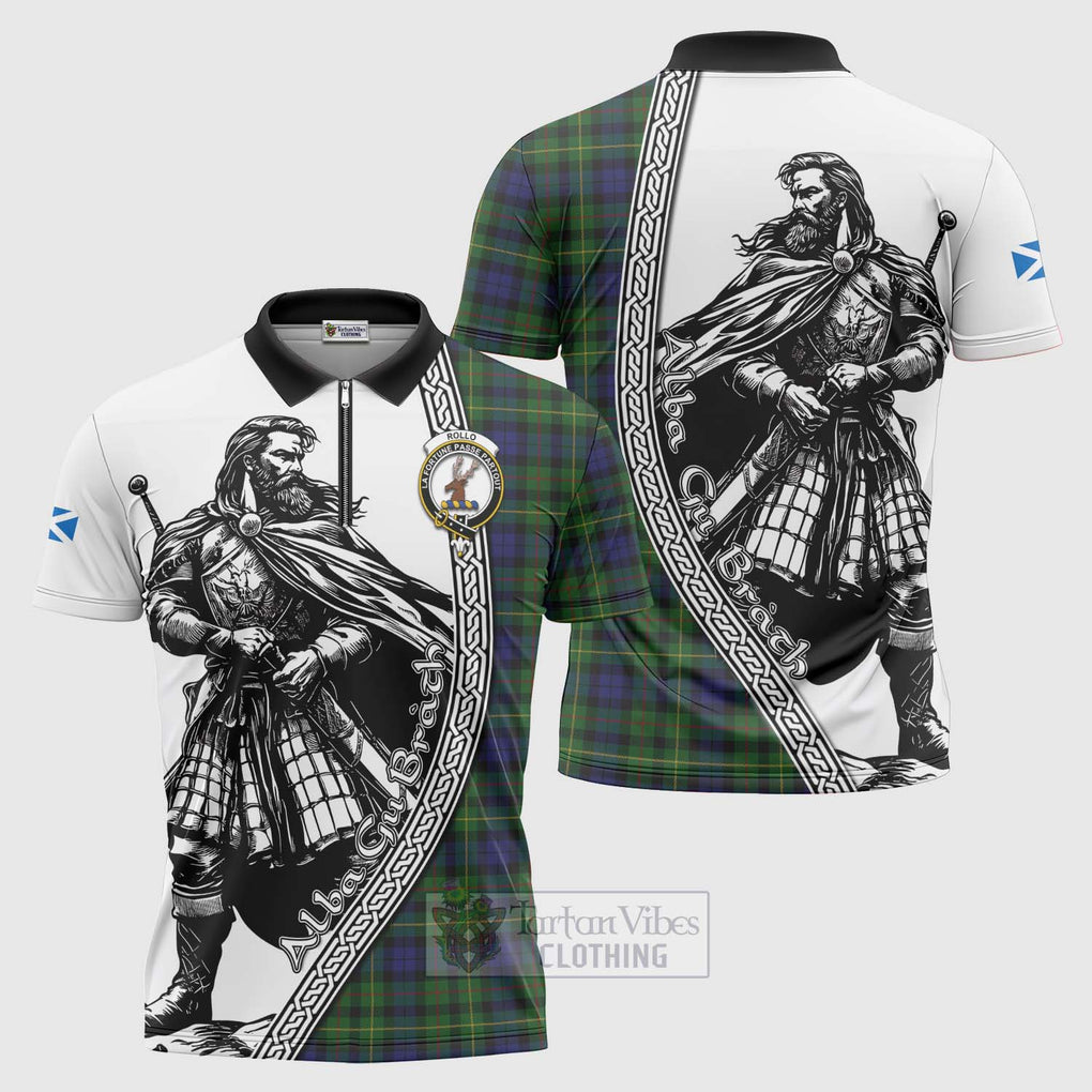 Tartan Vibes Clothing Rollo Tartan Clan Crest Zipper Polo Shirt with Highlander Warrior Celtic Style