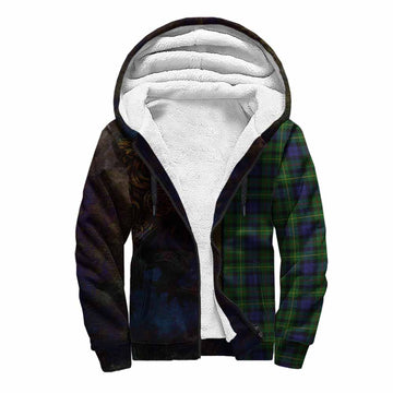 Rollo Tartan Family Crest Sherpa Hoodie Alba Gu Brath Be Brave Lion Ancient Style