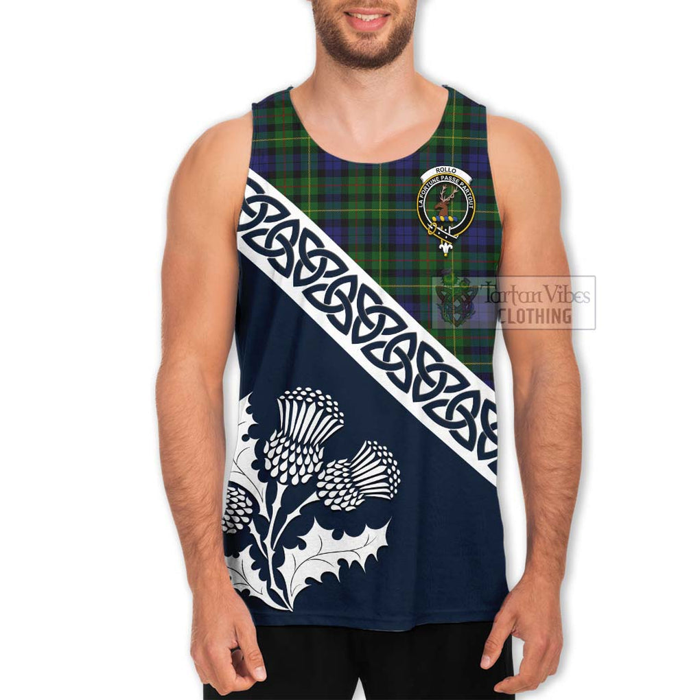 Tartan Vibes Clothing Rollo Tartan Men's Tank Top Featuring Thistle and Scotland Map