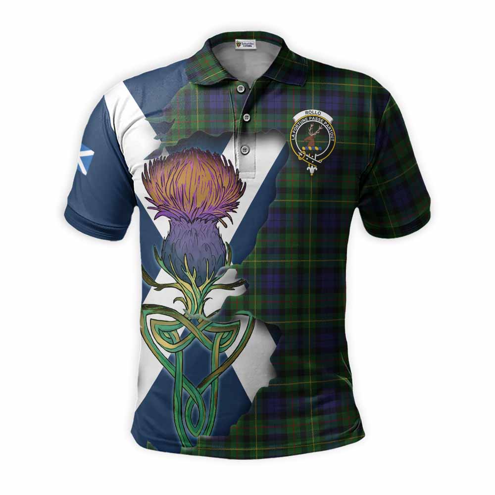 Tartan Vibes Clothing Rollo Tartan Family Crest Polo Shirt Scottish Thistle Celtic Inspired