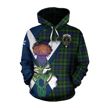 Rollo Tartan Family Crest Cotton Hoodie Scottish Thistle Celtic Inspired