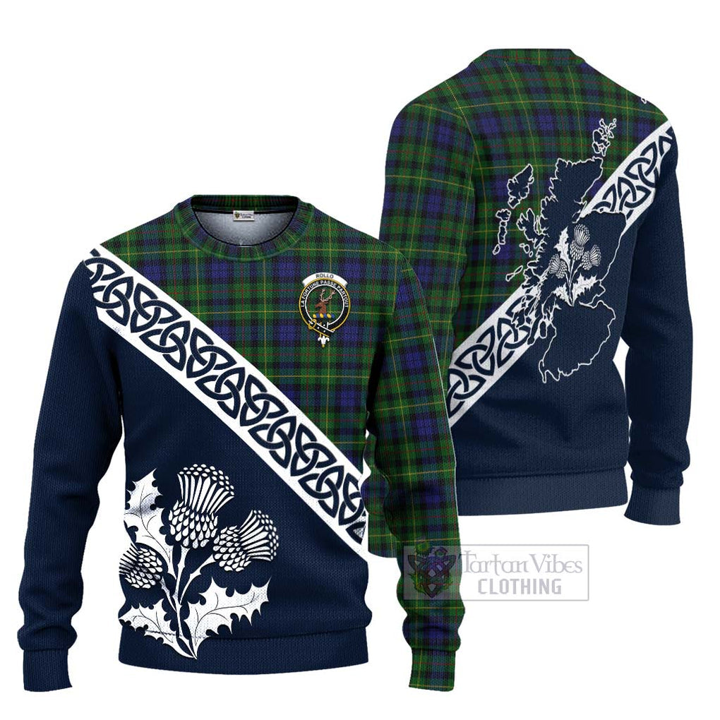 Tartan Vibes Clothing Rollo Tartan Knitted Sweater Featuring Thistle and Scotland Map