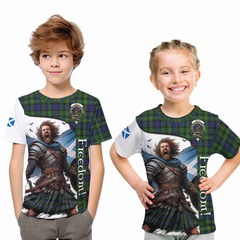 Tartan Vibes Clothing Rollo Crest Tartan Kid T-Shirt Inspired by the Freedom of Scottish Warrior