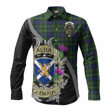 Rollo Tartan Family Crest Long Sleeve Button Shirt Lion Rampant Royal Thistle Shield Celtic Inspired