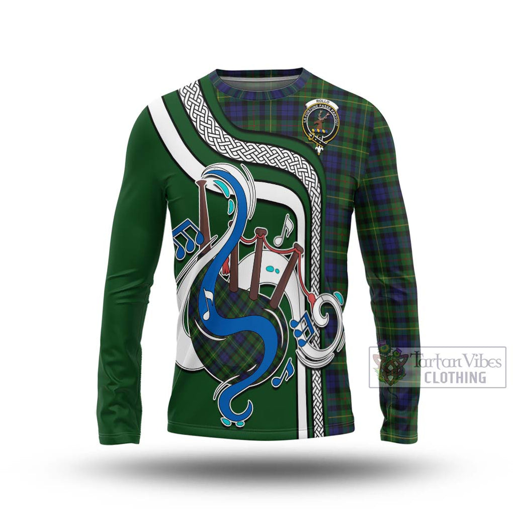 Tartan Vibes Clothing Rollo Tartan Long Sleeve T-Shirt with Epic Bagpipe Style