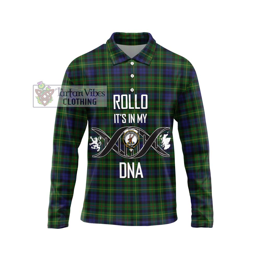 Rollo Tartan Long Sleeve Polo Shirt with Family Crest DNA In Me Style Unisex - Tartanvibesclothing Shop