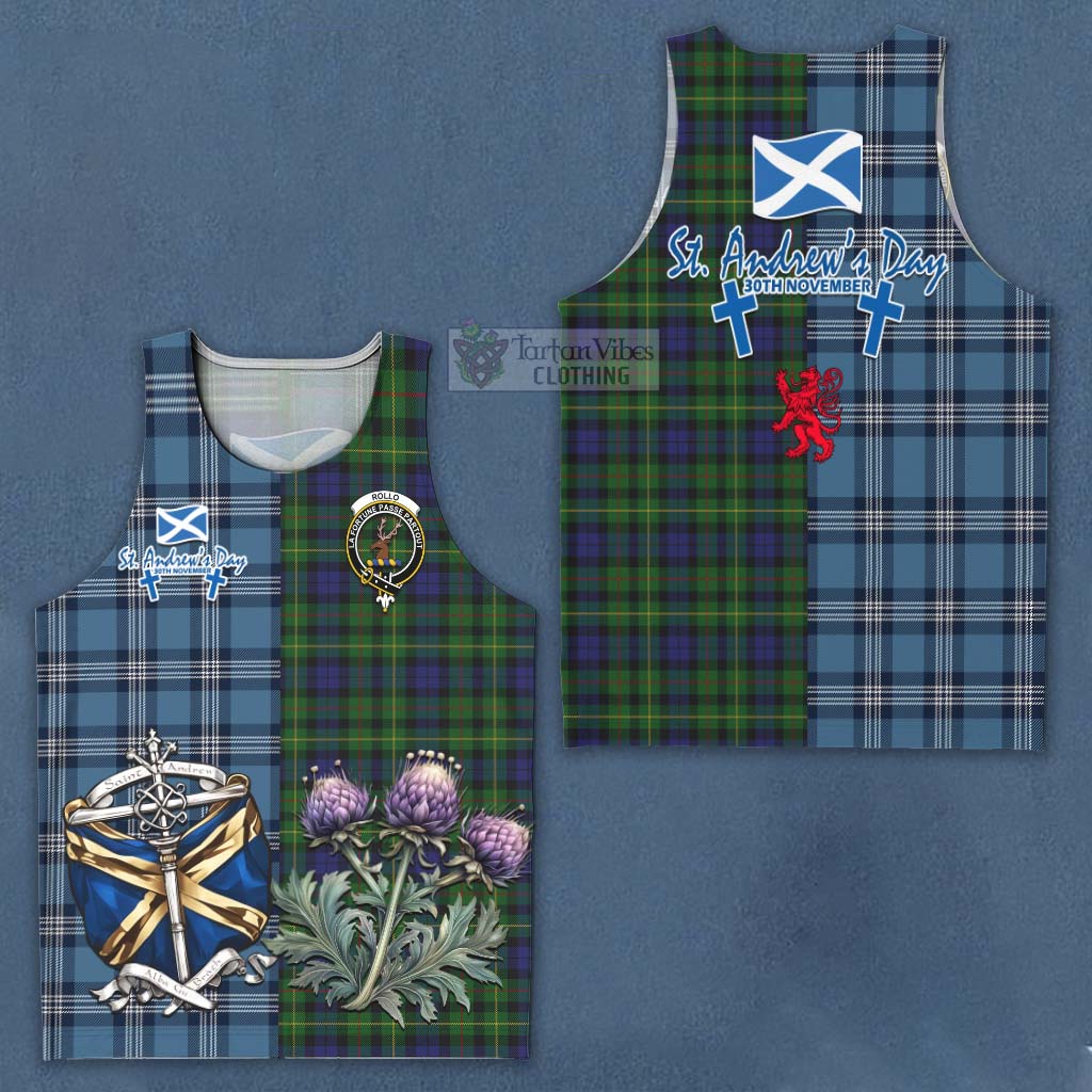 Tartan Vibes Clothing Rollo Tartan Men's Tank Top Happy St. Andrew's Day Half Tartan Style