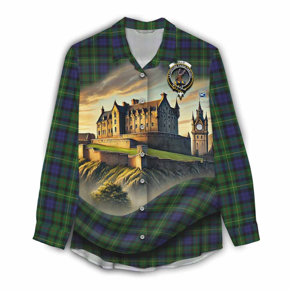 Tartan Vibes Clothing Rollo Tartan Family Crest Women's Casual Shirt with Scottish Ancient Castle Style