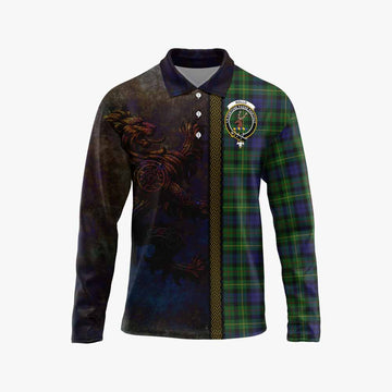 Rollo Tartan Family Crest Long Sleeve Polo Shirt Alba Gu Brath Be Brave Lion Ancient Style